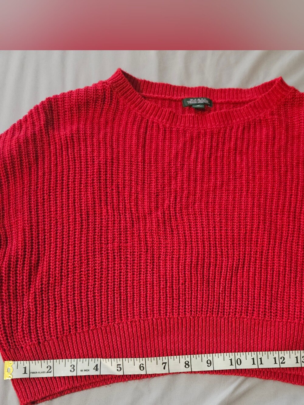 Wild Fable Red Ribbed Cropped Crewneck Sweater